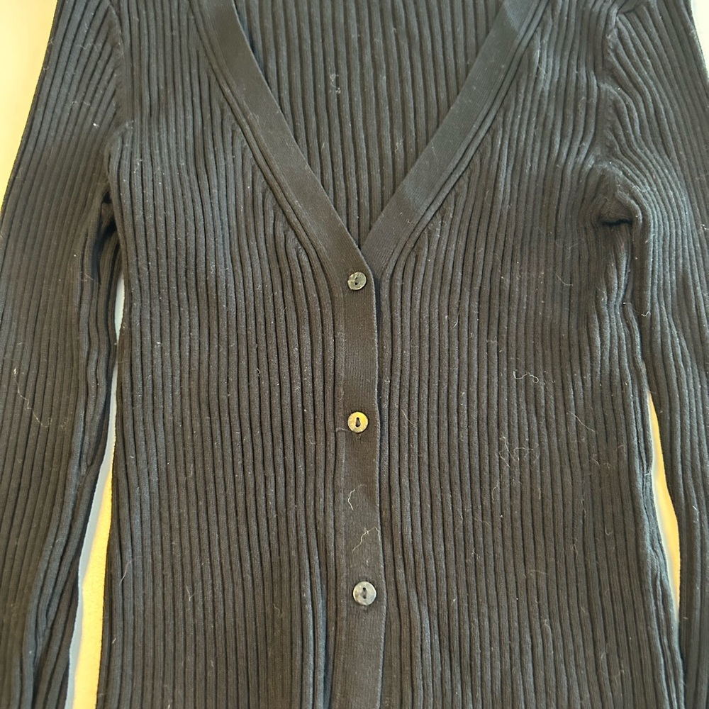 H&M Black knit button down cardigan - fits tight. Size Small.